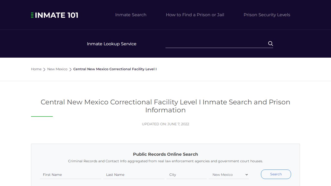 Central New Mexico Correctional Facility Level I Inmate ...